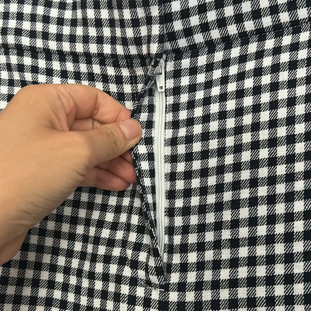 J.Crew Hayden kickout crop pant in gingham stretch linen Blue White Size 12